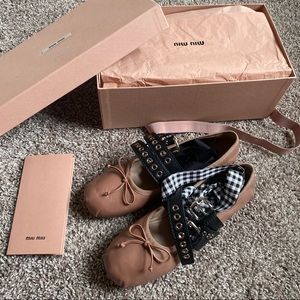 Miu Miu Ankle Buckle Ballerina Flats